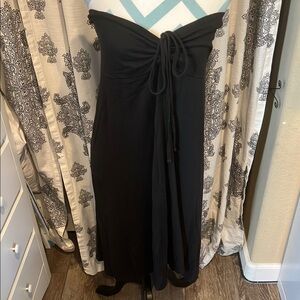 ❤️Patagonia Black Ruched Tie Front Strapless Sundress